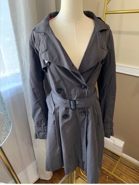 GAP Women's Double-Breasted Trench Coat in Dark Gray size Medium